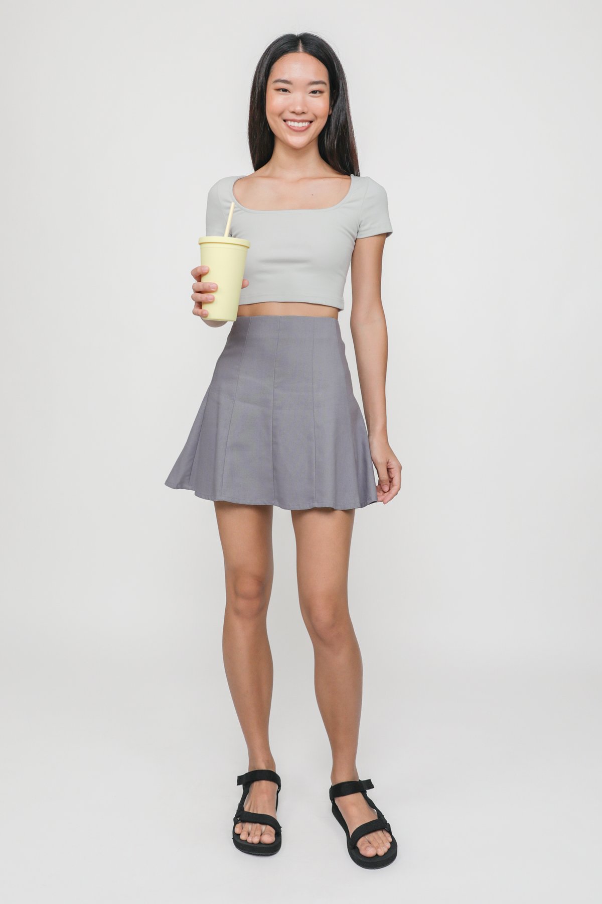 Georgina Linen Flare Skirt (Ash Lilac)