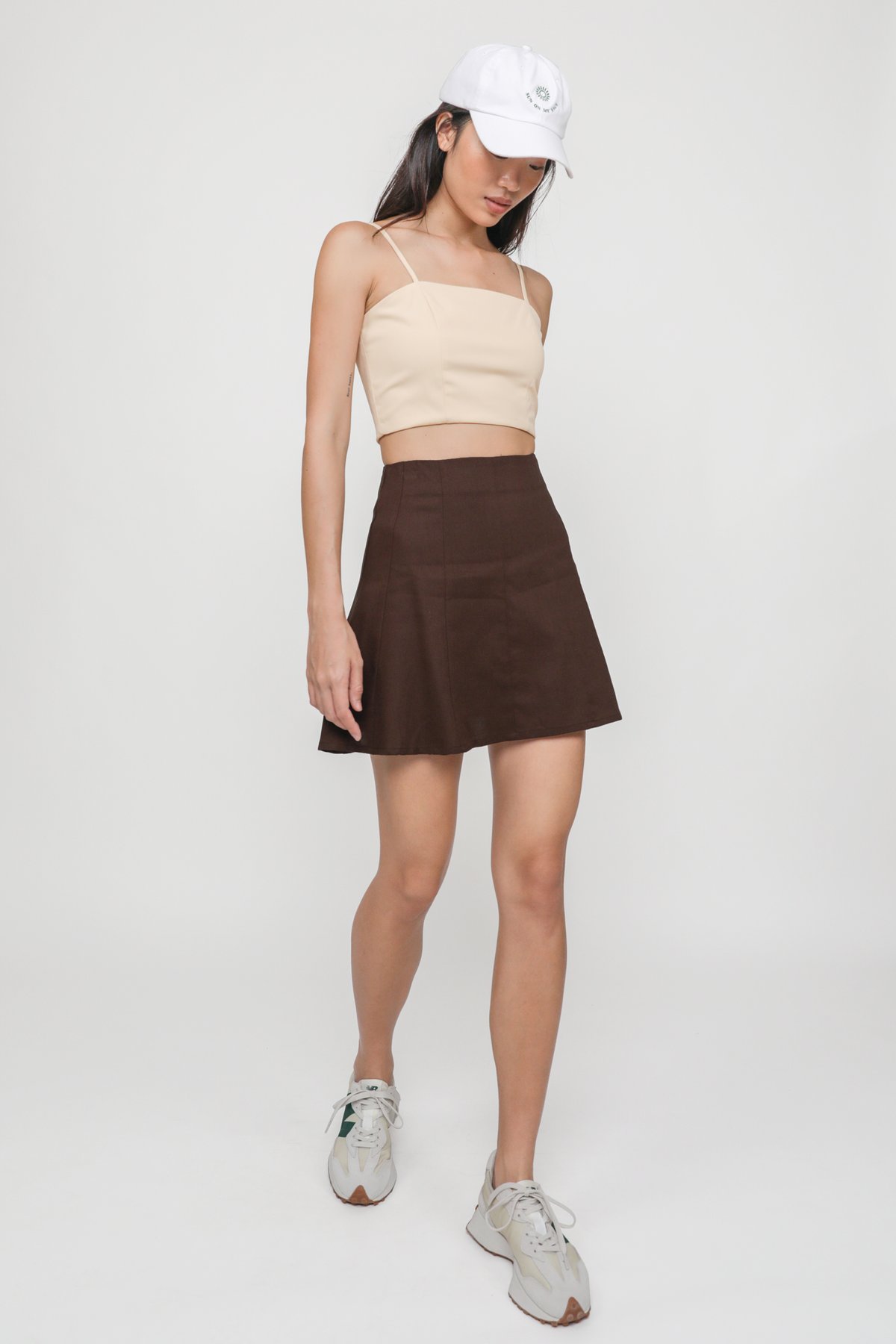Georgina Linen Flare Skirt (Brown)