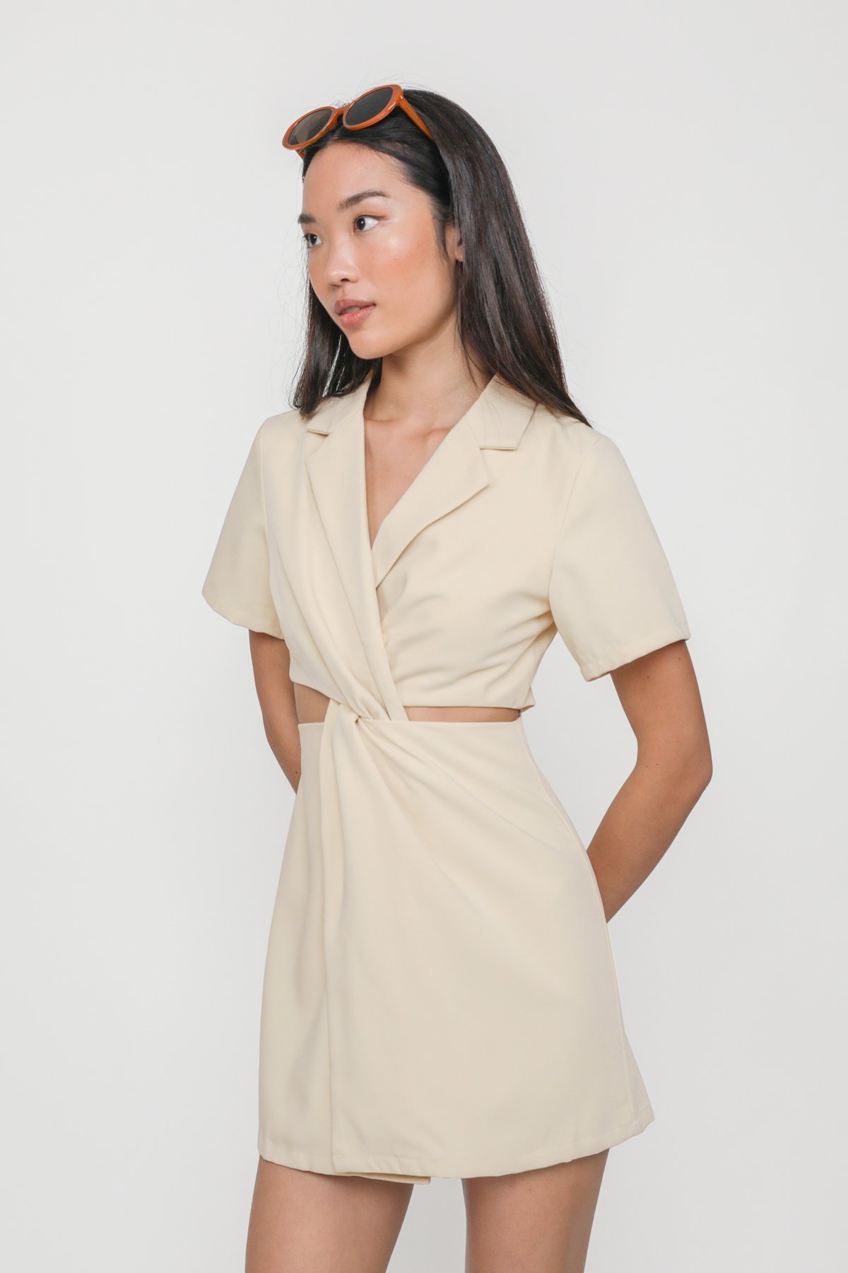 Kye Twist Front Cutout Dress (Cream)