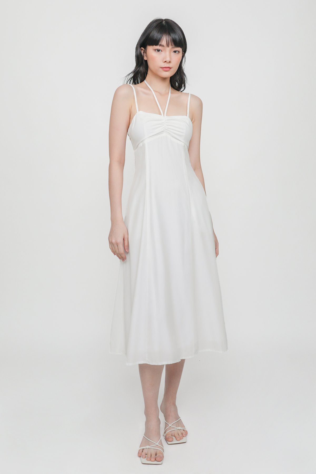 Nessa Halter Ruch Dress (White)