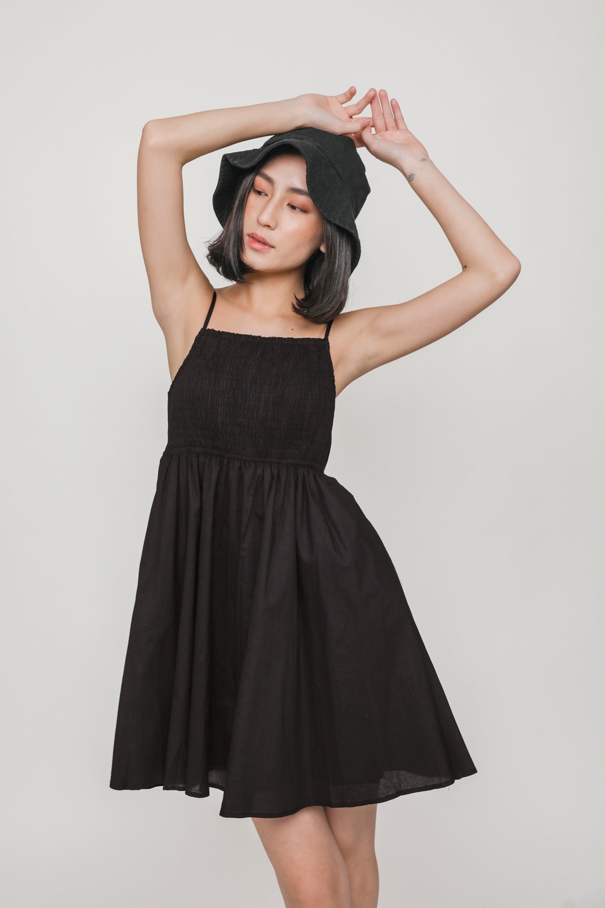 Kaylee Smocked Dress (Black)