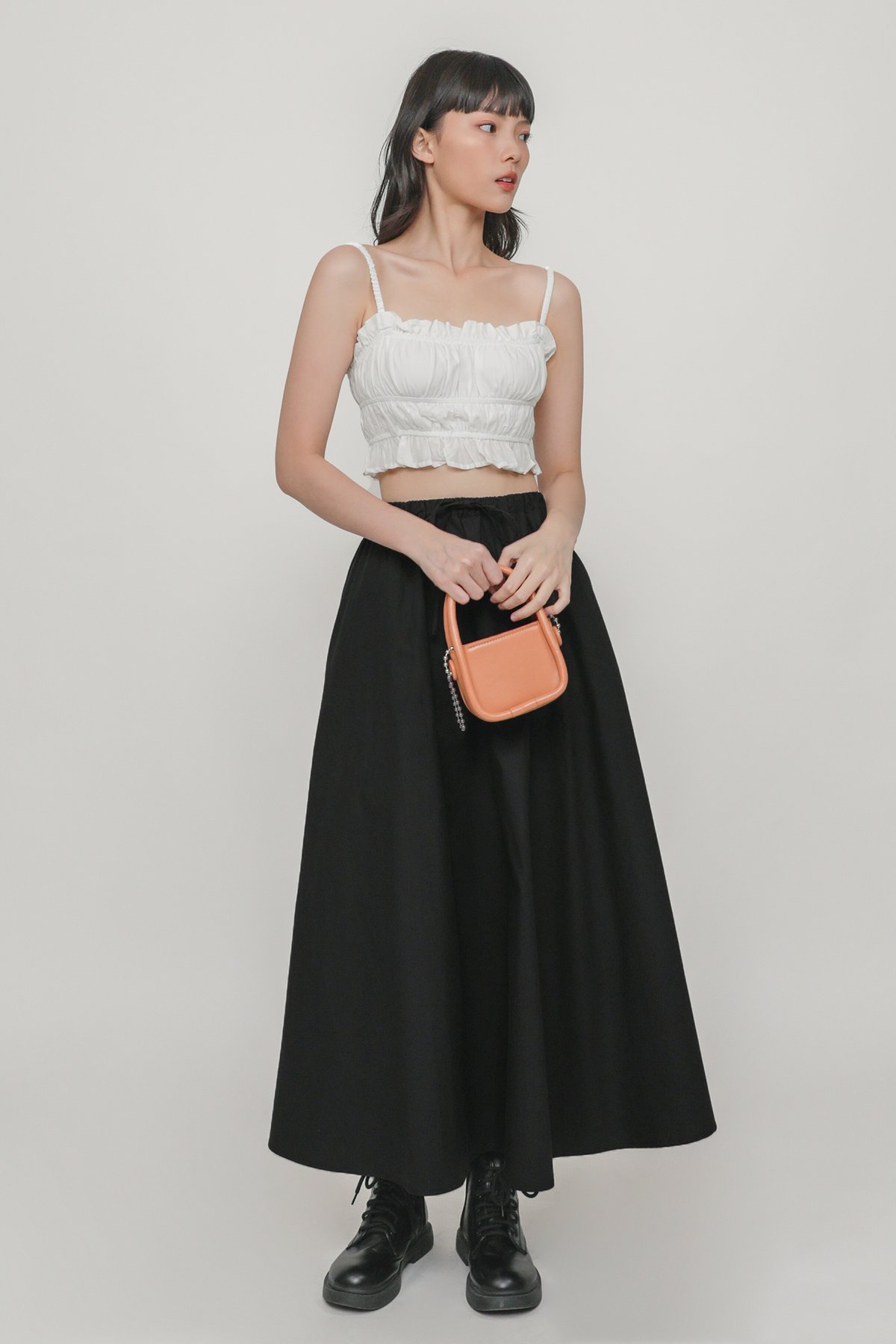 Jemima Drawstring Maxi Skirt (Black)