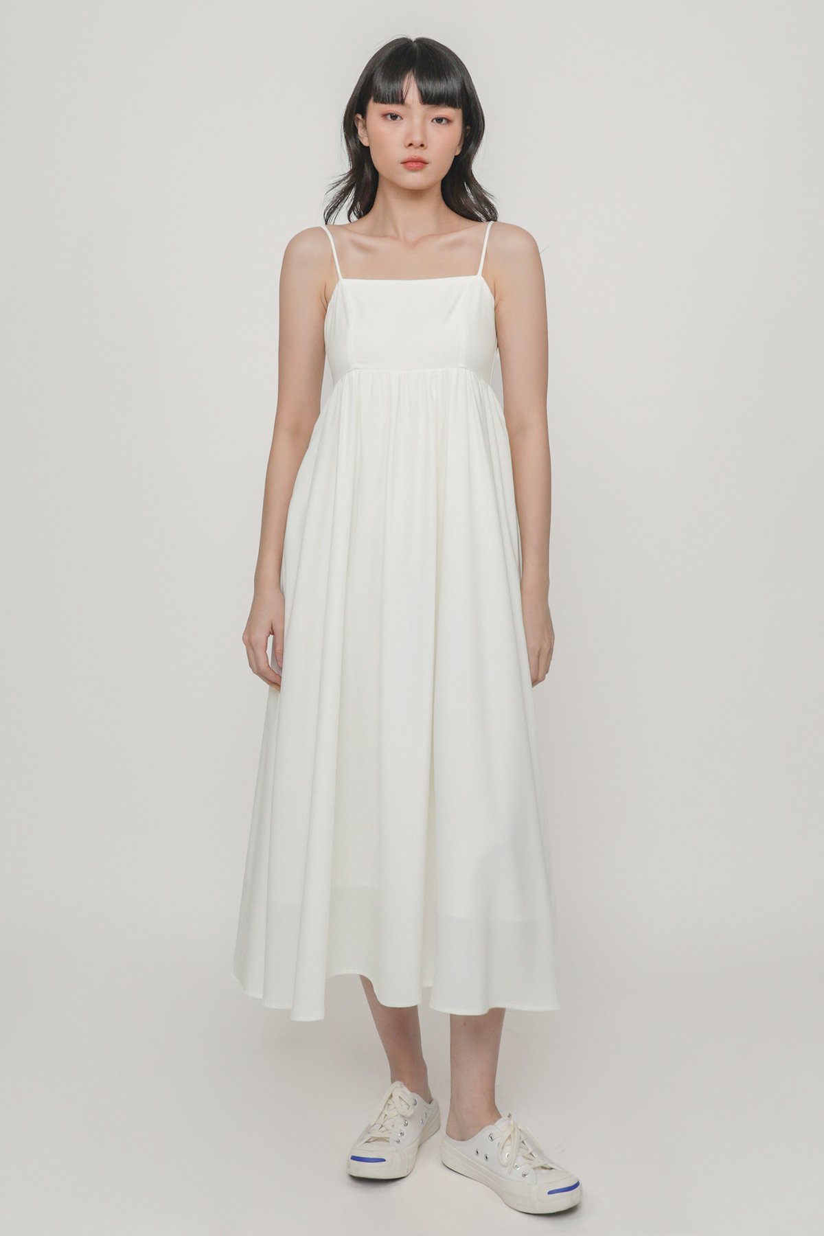 Selene Empire Waist Midi Dress (Off White)