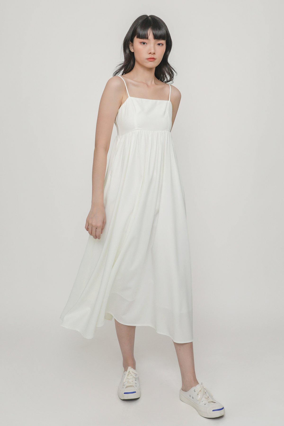Selene Empire Waist Midi Dress (Off White)
