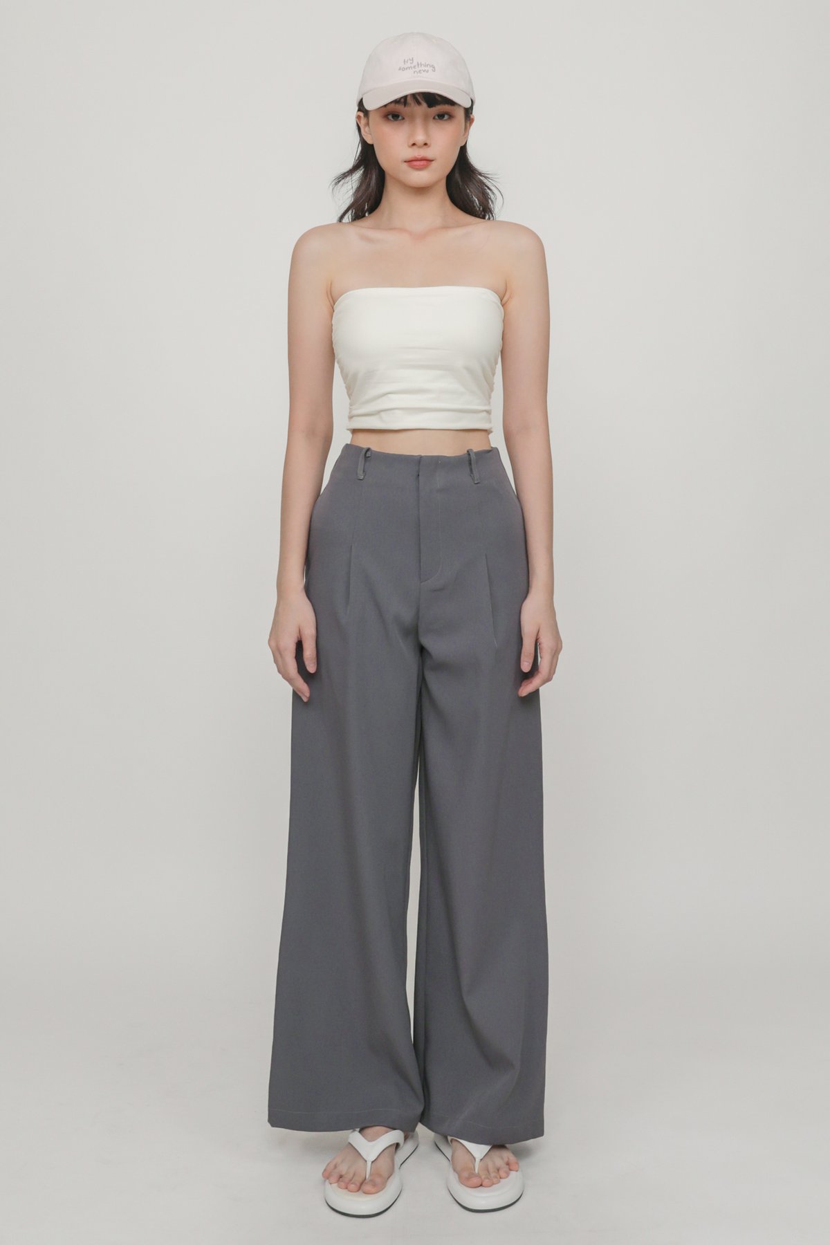 Ines Ruched Tube Padded Top (Off White)